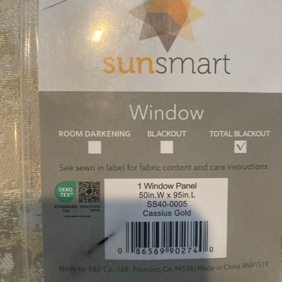 NWT SunSmart 1 window panel 50”w X 95” L Cassius Gold design sun blocking - Picture 2 of 10